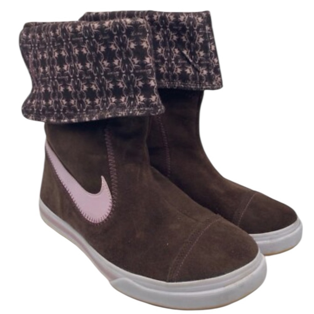 Nike Sneaker Ankle Boots Womens Brown Pink Suede Lined Y2K 316394-261 Size 11